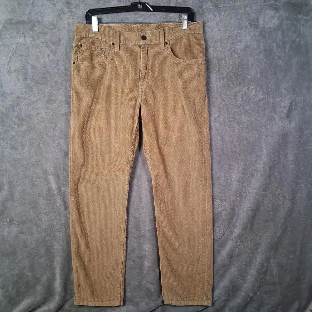 Levis Straight Corduroy Pnt Mens 30x30 Tan Brown 5 Pockets Preppy Inseam 29